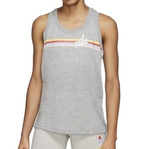 Nike Women's Gray and multiStriped Retro Athletic Tank Top medium